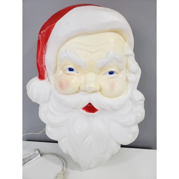 Vintage‎ Christmas Light Blow Mold Santa Face Head 21.5” Union Products Hanging - Picture 2 of 9